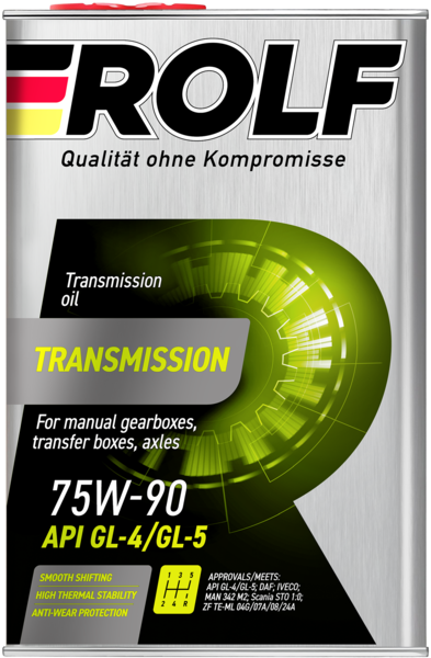 Масло трансмиссионное синтетическое Rolf Transmission SAE 75W-90 API GL-4/GL-5 4л (металл)