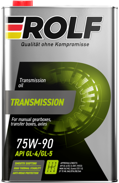 Масло трансмиссионное синтетическое Rolf Transmission SAE 75W-90 API GL-4/GL-5 1л (металл)