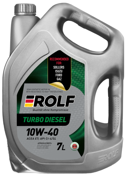 Масло моторное полусинтетическое Rolf Turbo Diesel SAE 10W-40 ACEA E7 API CI-4/SL 7л