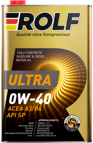 Масло моторное синтетическое Rolf Ultra SAE 0W-40 ACEA A3/B4 API SP 1л (металл)