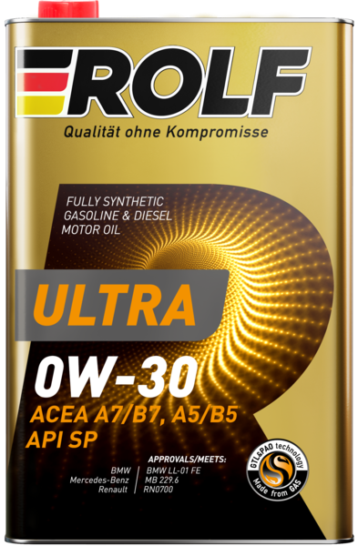Масло моторное синтетическое Rolf Ultra SAE 0W-30 ACEA A7/B7 API SP 1л (металл)