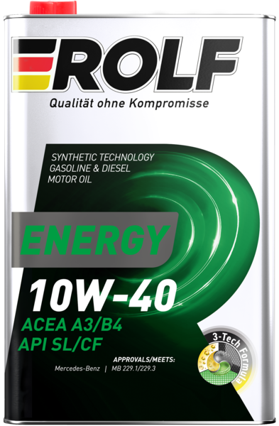 Масло моторное полусинтетическое Rolf Energy SAE 10W-40 ACEA A3/B4 API SL/CF 1л (металл)