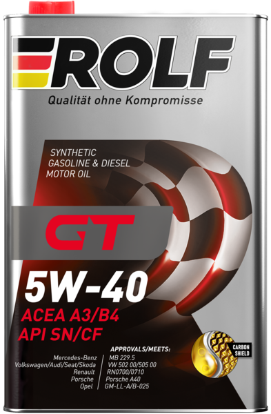 Масло моторное синтетическое Rolf GT SAE 5W-40 ACEA A3/B4 API SN/CF 1л (металл)