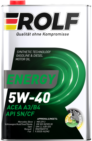 Масло моторное полусинтетическое Rolf Energy SAE 5W-40 ACEA A3/B4 API SN/CF 1л (металл)