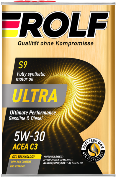 Масло моторное синтетическое Rolf Ultra SAE 5W-30 ACEA C3 API SN/CF 4л (металл)