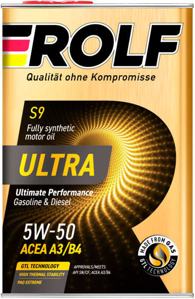 Масло моторное синтетическое Rolf Ultra SAE 5W-50 ACEA A3/B4 API SN/CF 4л (металл)
